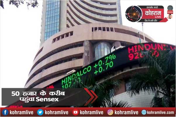 50 हजार के करीब पहुंचा Sensex, निफ्टी 15,000 के आसपास 50 हजार के करीब पहुंचा Sensex, निफ्टी 15,000 के आसपास