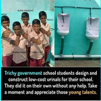 Trichy government school students low cost urinals for their school Trichy government school students low cost urinals for their school