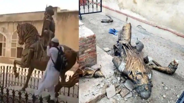 लाहौर किले में महाराजा रणजीत सिंह की मूर्ति तोड़ी लाहौर किले में महाराजा रणजीत सिंह की मूर्ति तोड़ी
